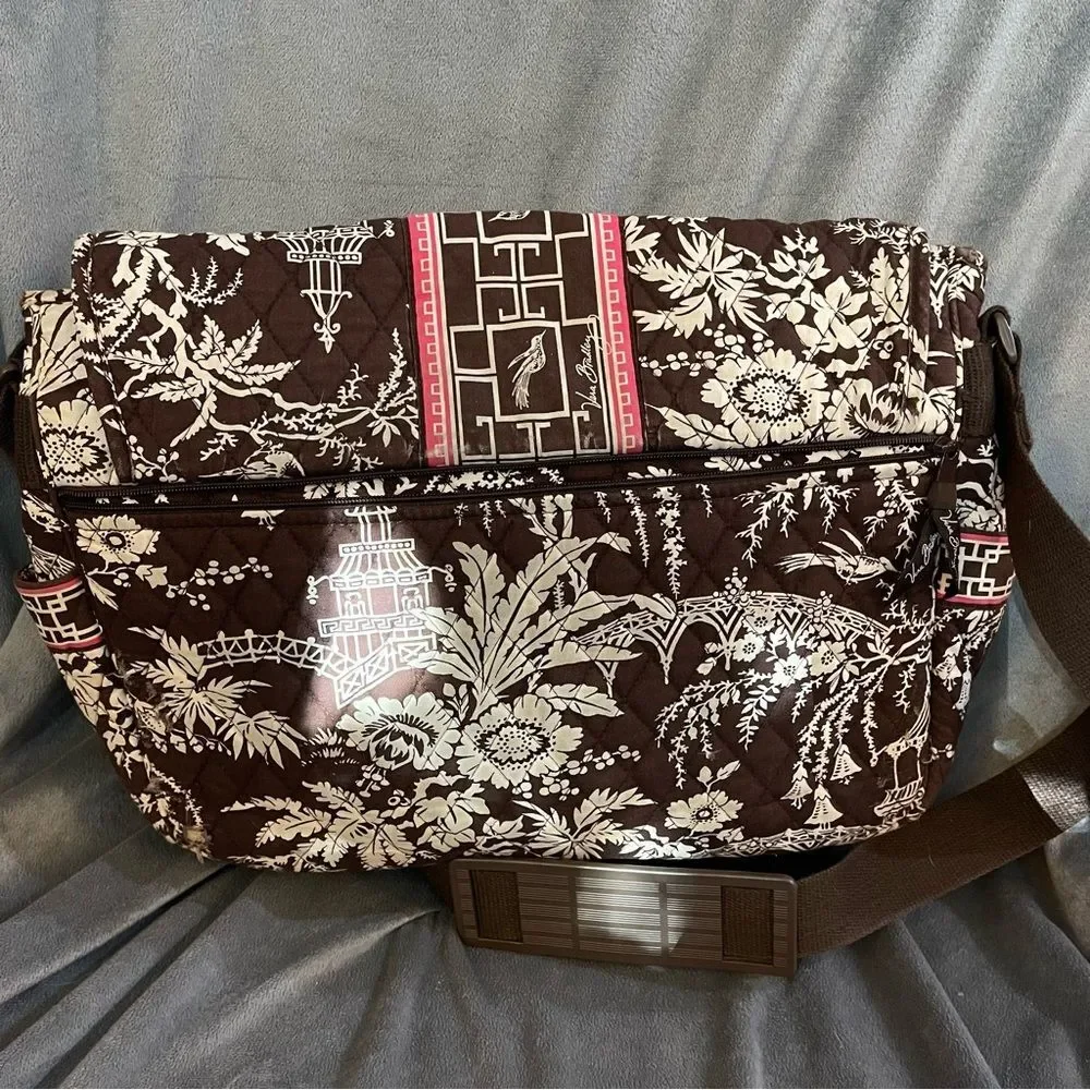 Vera Bradley Messenger Bag in Retire Imperial Toile Pattern Laptop Crossbody Bag